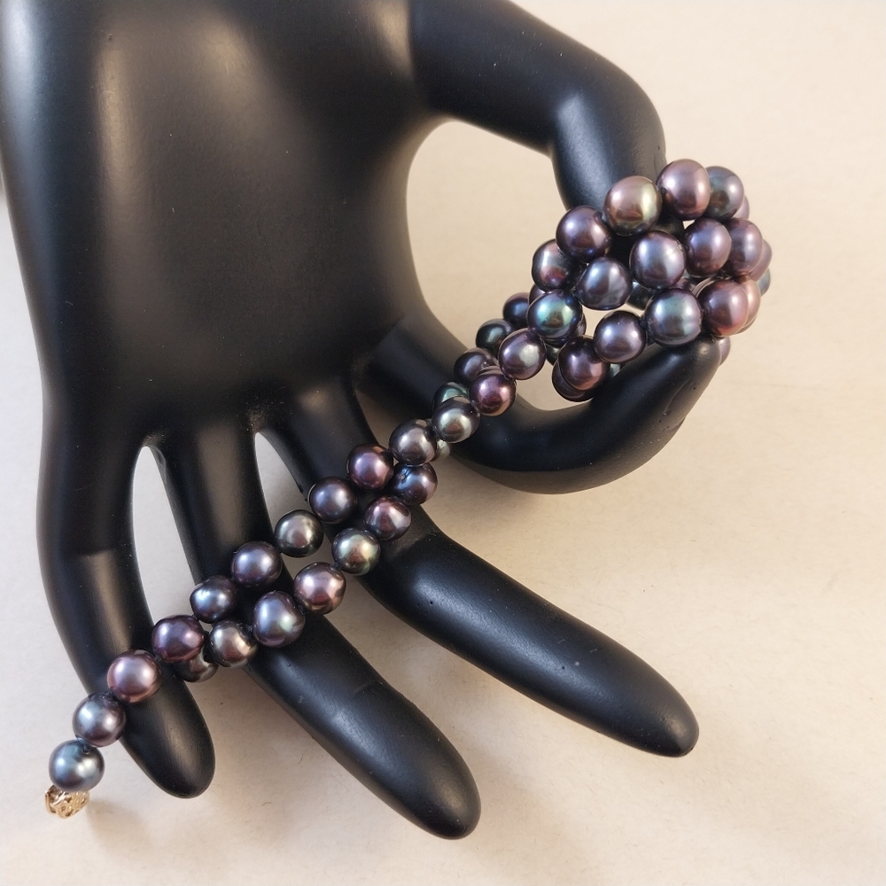 Vintage Black Pearl Necklace With Gold 585 (14K) Lock - Picture 15 of 15